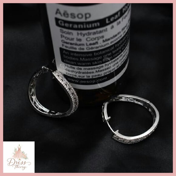 Sterling Silver 18K CZ Huggie Hoop Earrings 18mm Post Back Party - Picture 6 of 8